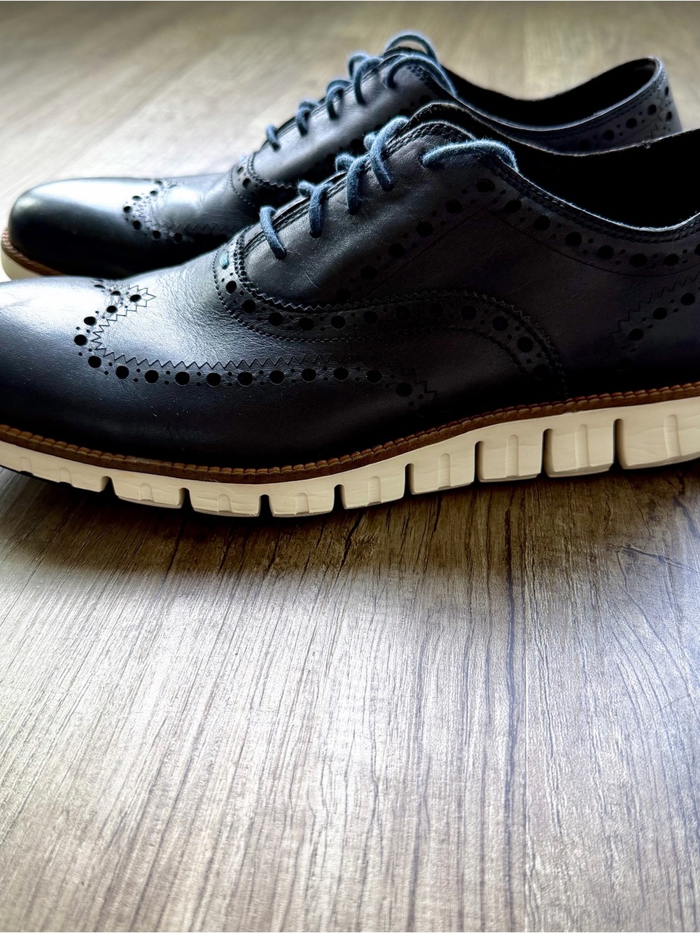 Cole Haan ZERØGRAND Wingtip Oxford C23739 Navy Blue Leather Men’s Size 10